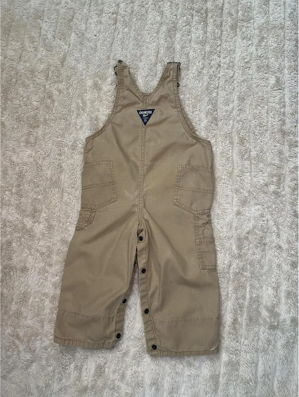 OshKosh B'gosh utility carpenter cotton overalls Size 24M khaki classic unisex